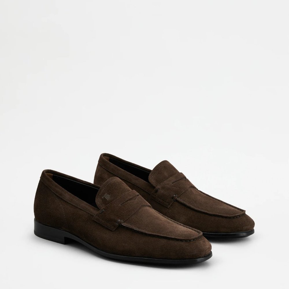 Tod's Gomma Brown Suede Loafers Size 9.5 UK